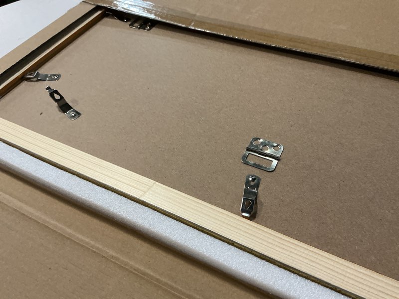 Condition photo showing Good Condition for Wood 18x24 Frame Gold, Ornate Natural 24x18in Poster Picture Frame, Modern Golden 18 x 24inch Gallery Wall Photo Frame with HD Plexiglass, Horizontal Vertical Wall Mounting Display 1pcs