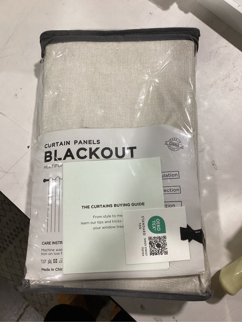 Condition photo showing New/Like New for 100% Blackout Shield Linen Blackout Curtains for Bedroom 84 Inches Long, Back Tab/Rod Pocket Living Room Drapes, Thermal Insulated Blackout Curtains 2 Panels Set, 50" W x 84" L, Cream Cream 50"W x 84"L (Pack of 2)