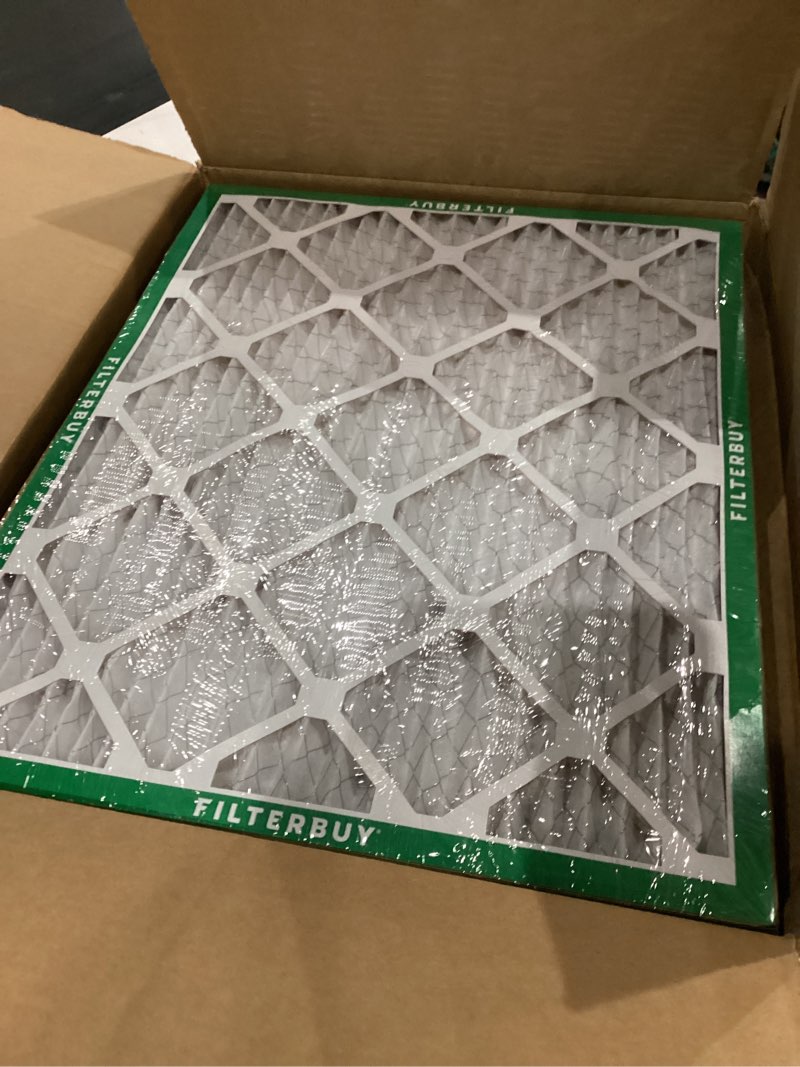 Condition photo showing New/Like New for (similar to )filterbuy 24x25x5 air filter merv 8 essential dust & allergy defense (4-pack), electrostatic pleated hvac ac furnace filters for carrier filxxcar0024, maytag & more (actual size: 23.63 x 24.69 x 4.25)