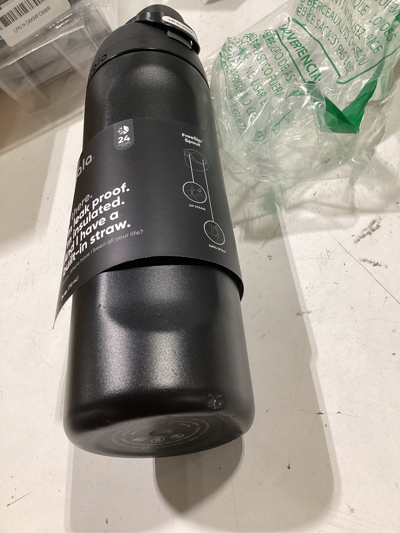 Condition photo showing As Is for owala freesip insulated stainless steel water bottle with straw, bpa-free sports water bottle, great for travel, 24 oz, very, very dark very, very dark 24 ounces