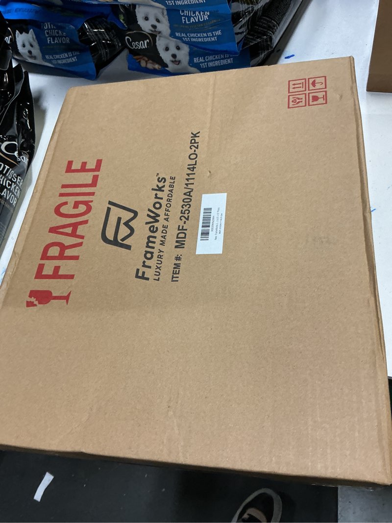 Condition photo showing New/Like New for FrameWorks 2-Pack 1 3/8" Thick Light Oak Wooden Shadow Box Picture Frames 11” x 14” with Removable W