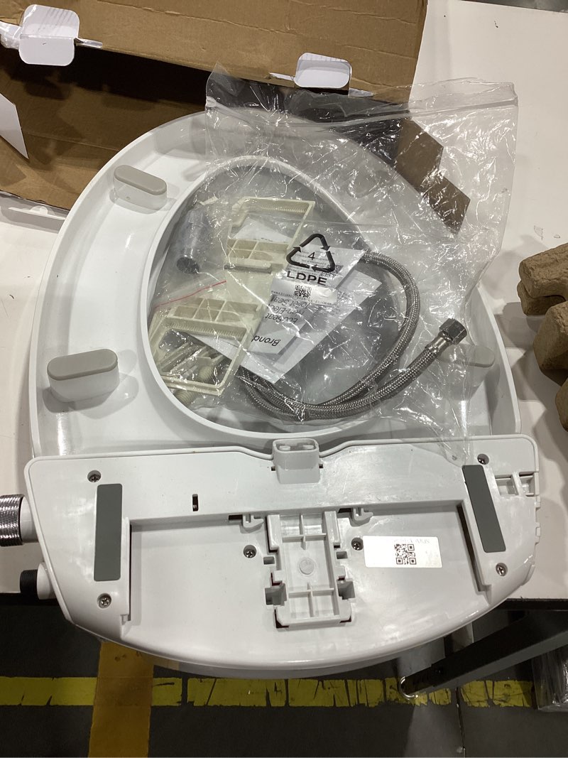 Condition photo showing As Is for brondell bidet toilet seat non-electric swash ecoseat, fits elongated toilets, white - dual nozzle system, ambient water temperature - bidet with easy installation