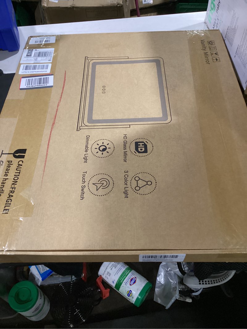 Condition photo showing As Is for fennio vanity mirror with lights 22''x17'' makeup mirror with lights,vanity mirror touch screen with 3-color lighting,dimmable,for vanity desk tabletop white 22"l x 17"w