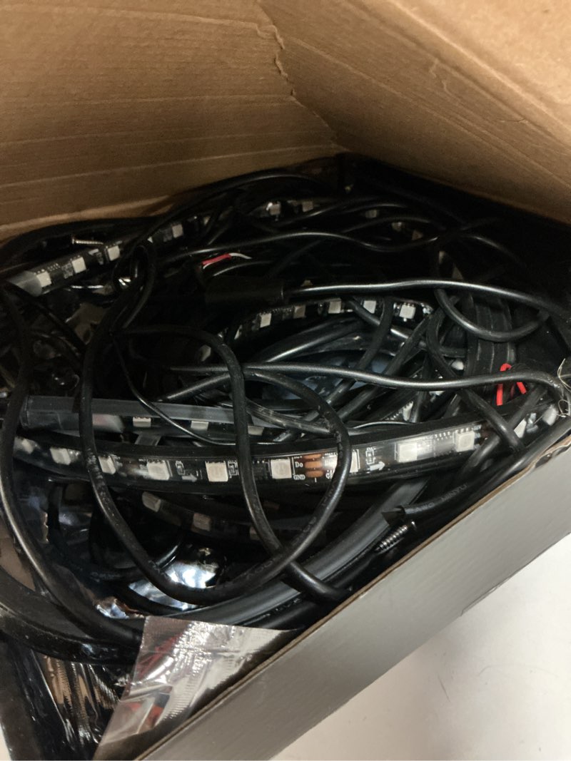 Condition photo showing Good Condition for nilight 4pcs car underglow neon accent strip lights 256 leds rgbic multi color diy sound active function music mode with app control and remote control underbody light strips, 2 years warranty underglow light rgbic multi color 4pcs