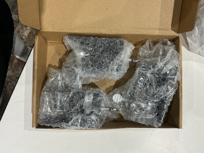Condition photo showing Good Condition for incomplete  dunzy 4 pack metal black deck clamp for torches, porch rail clamp, universal pole mount bracket, deck pole holder for solar panel, outdoor torch mount holder for railings posts, rail accessory
