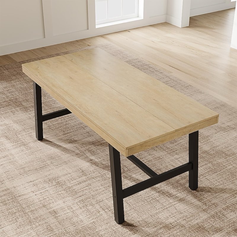 garveehome industrial dining table for 4-6 people, 63" long wooden kitchen table with sturdy metal f