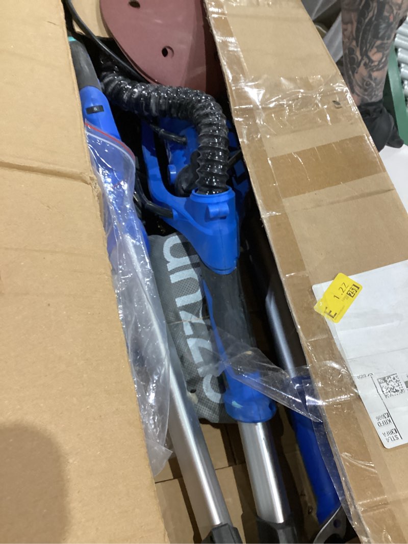 Drywall Sander with Vacuum Dust Collector, AZZUNO 12A Popcorn Ceiling Removal Tool with 5 Variable Speed 800-1900RPM, LED Light, Foldable & Extendable Handle