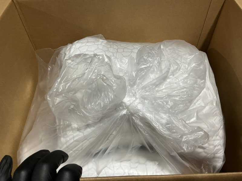 Condition photo showing Good Condition for Cooling Pillow King Size Set of 2, Adjustable Bed Pillows for Sleeping, Luxury Shredded Memory Foam Pillows King 2 Pack,Adjustable Pillow for Side,Back,Stomach Sleepers,Soft Yet Supportive Firm Pillow King (2 Count) Original White (Cooling)