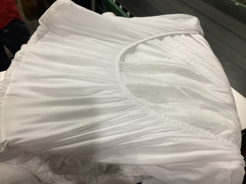 Condition photo showing As Is for beckham hotel collection twin size hybrid mattress pad (extra padded) & protector - waterproof quilted pillow top mattress cover - thick, plush, fitted mattress topper for bed