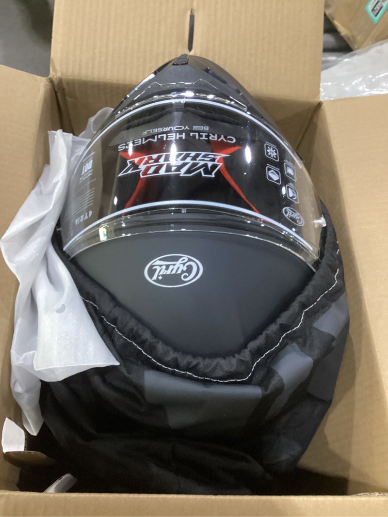 Condition photo showing New/Like New for cyril full face motorcycle helmets for adults men & women with tinted and clear visor meet dot approved matte black medium