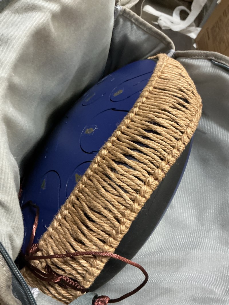 Condition photo showing As Is for Steel Tongue Drum - 14 Inch 15 Note Tongue Drum - Hand Pan Drum with Music Book, Handpan Musical Instrument Mallets and Carry Bag, C Major, Deep Blue Deep Blue 14Inch-Jellyfish