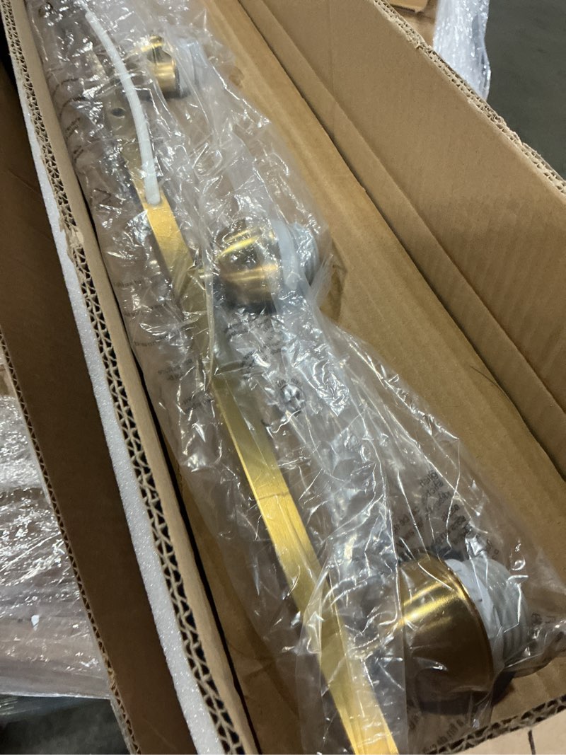 Condition photo showing Good Condition for Mecgirn Stainless Steel Milk Glass Vanity Lights for Bathroom, 4 Light Gold Bathroom Light Fixtures Over Mirror, Ceramic E26 Sockets Wall Mounted Gold 4 Light