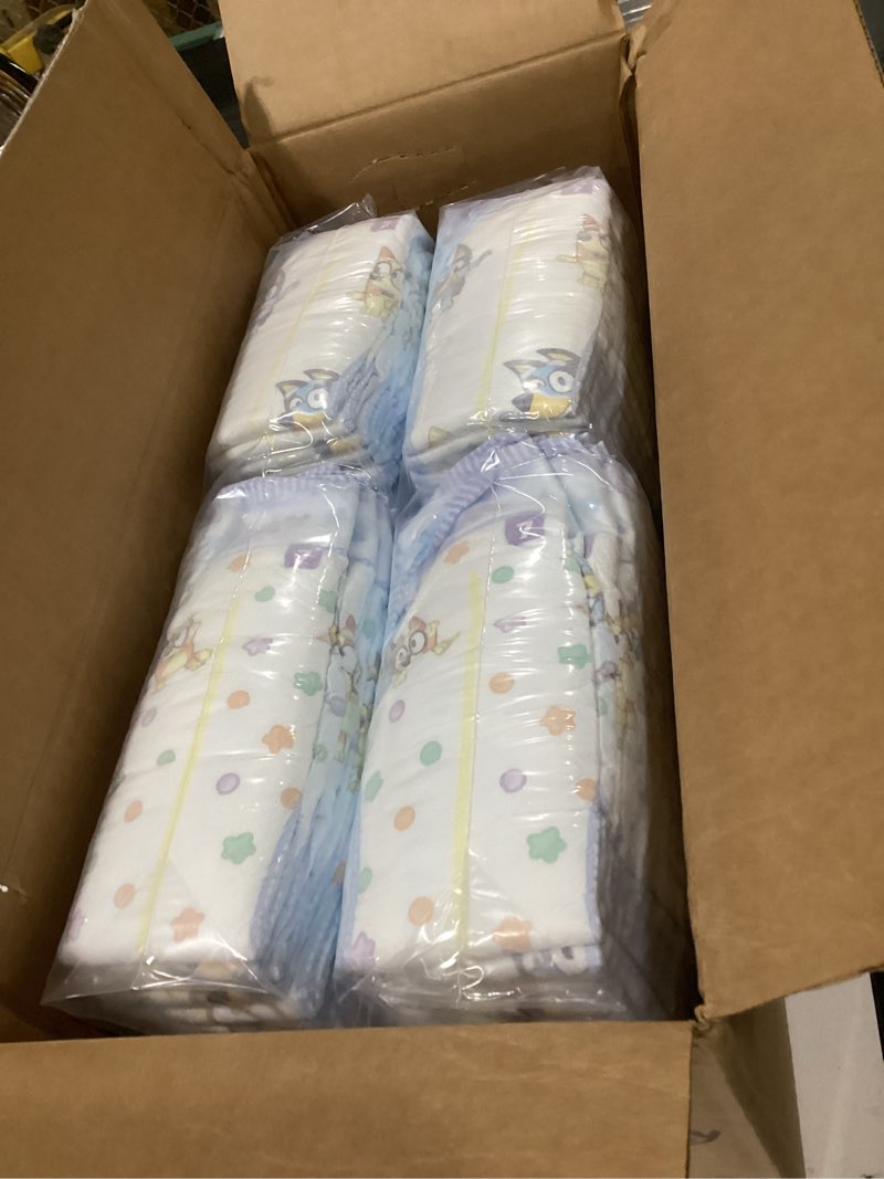 Condition photo showing Good Condition for luvs size 7 baby diapers, platinum protection bluey diapers for day & night, size 7, 124 count (packaging may vary) size 7 124