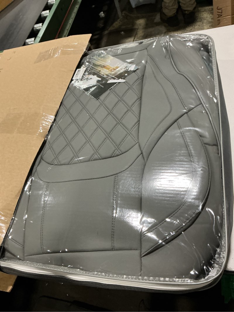 Condition photo showing Good Condition for Car Seat Covers Full Set,Universal Fit for Cars,SUVs,Trucks,and Sedans with 5 Seats,Faux Leather Car Seat Cushion Compatible with Airbags,Waterproof Car Seat Protector,Grey Grey Full Set(Front and the Rear)