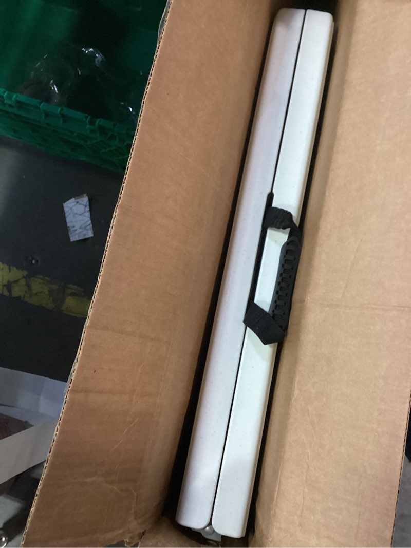 Condition photo showing Good Condition for byliable folding table 4 foot portable heavy duty plastic fold-in-half utility table small indoor outdoor adjustable height folding with carrying handle, camping and party,white | portable, heavy duty, fold-in-half, indoor outdoor, adjustable height, folding white 4ft