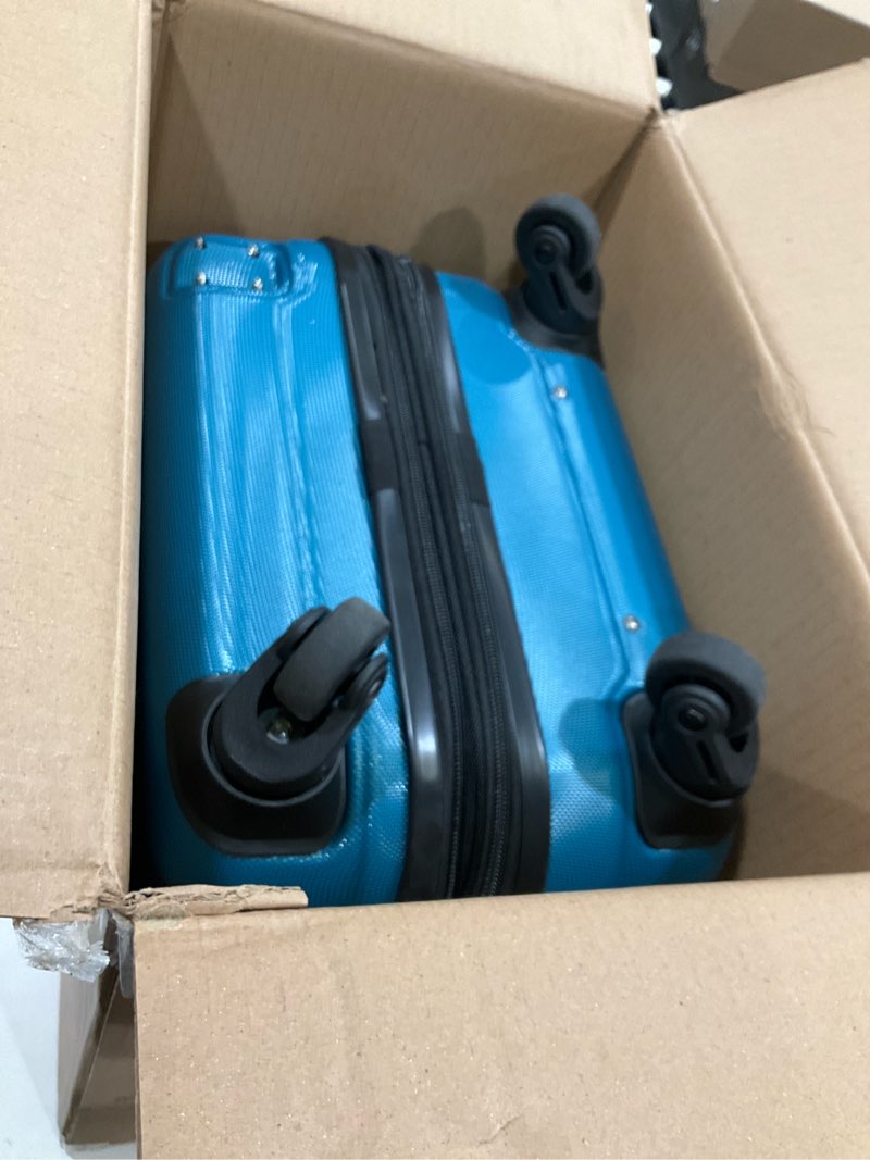 Condition photo showing As Is for Samsonite Omni PC Hardside Expandable Luggage with Spinner Wheels, Caribbean Blue, Carry-On 20-Inch Carry-On 20-Inch Caribbean Blue