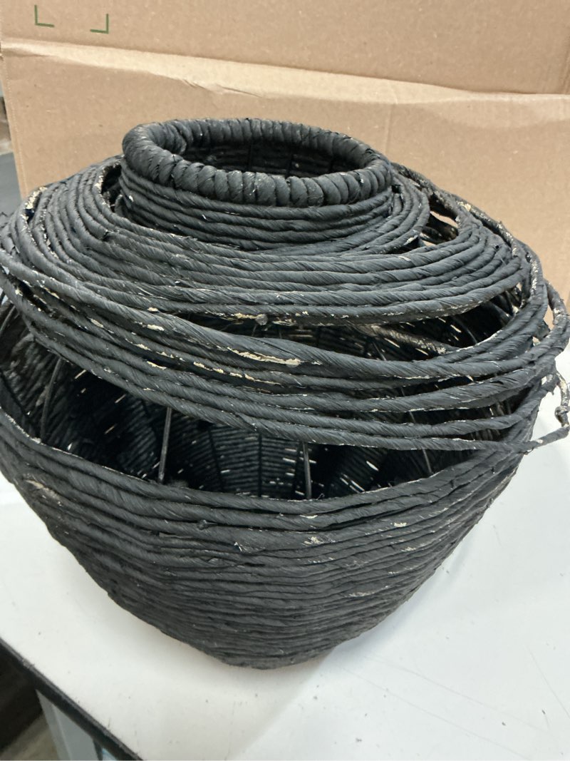 Condition photo showing As Is for deco 79 metal handmade decorative vase wrapped pot centerpiece vase, flower vase for home decoration 11" x 11" x 13", black black 11" x 11" x 13"
