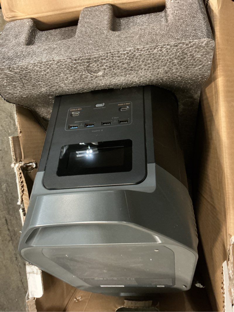 Condition photo showing As Is for ef ecoflow portable power station delta 2 max, 2400w lfp solar generator, full charge in 1 hr, 2048wh solar powered generator for home backup(solar panel optional) delta 2 max 2048wh