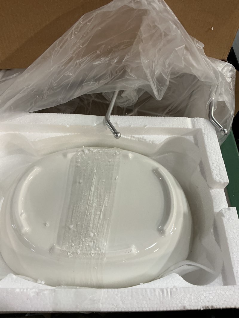 Condition photo showing New/Like New for hblife fruit bowl for kitchen counter - 3 tier ceramic fruit bowl holder with metal stand, tiered fruit basket for fruit and vegetable storage, serving trays for party standard white bowl silver rack