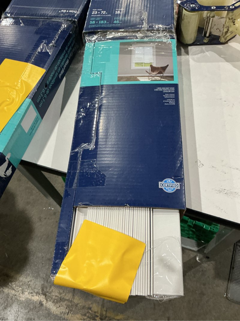 Levolor 2.5 White Faux Wood Blinds 27"x72" New Missing Mounting Hardware 950220