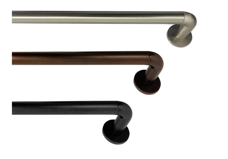 1 1/8 Inch Diameter Room Darkening Curtain Rods 48-84”, Heavy Duty Window Wrap Around Drapery Rod wi