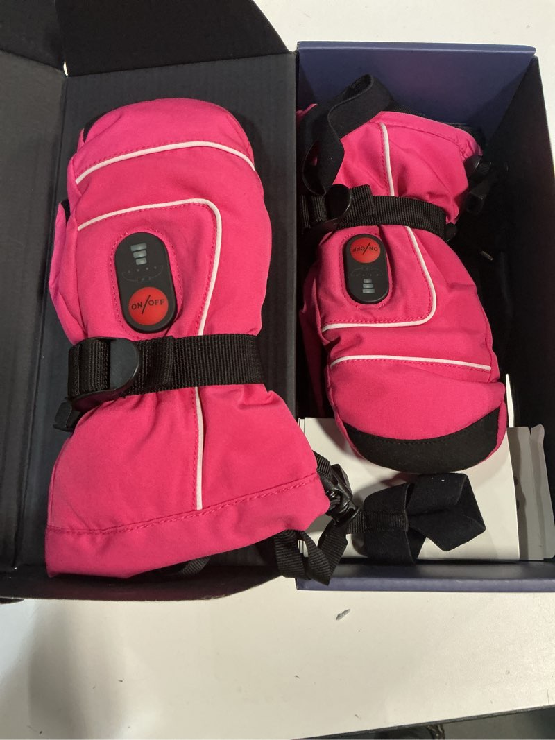  SNOWYES Heated Mittens for Knowboarding, Hiking, Walking Pink 