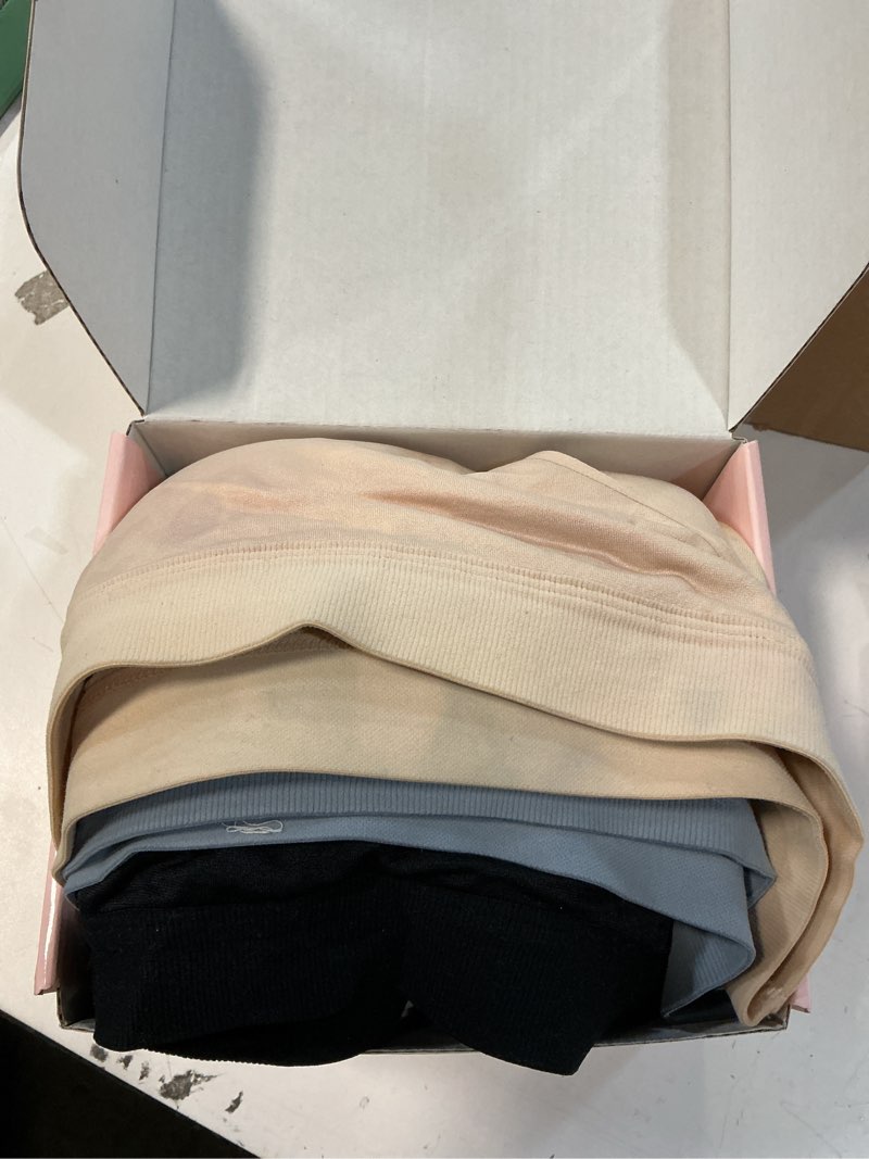 Condition photo showing Good Condition for hbselect nursing bras for breastfeeding, maternity nursing sleep bra wireless pregnancy sleep bralette 3/5 pack medium black/blue/gray/purplebean/beige