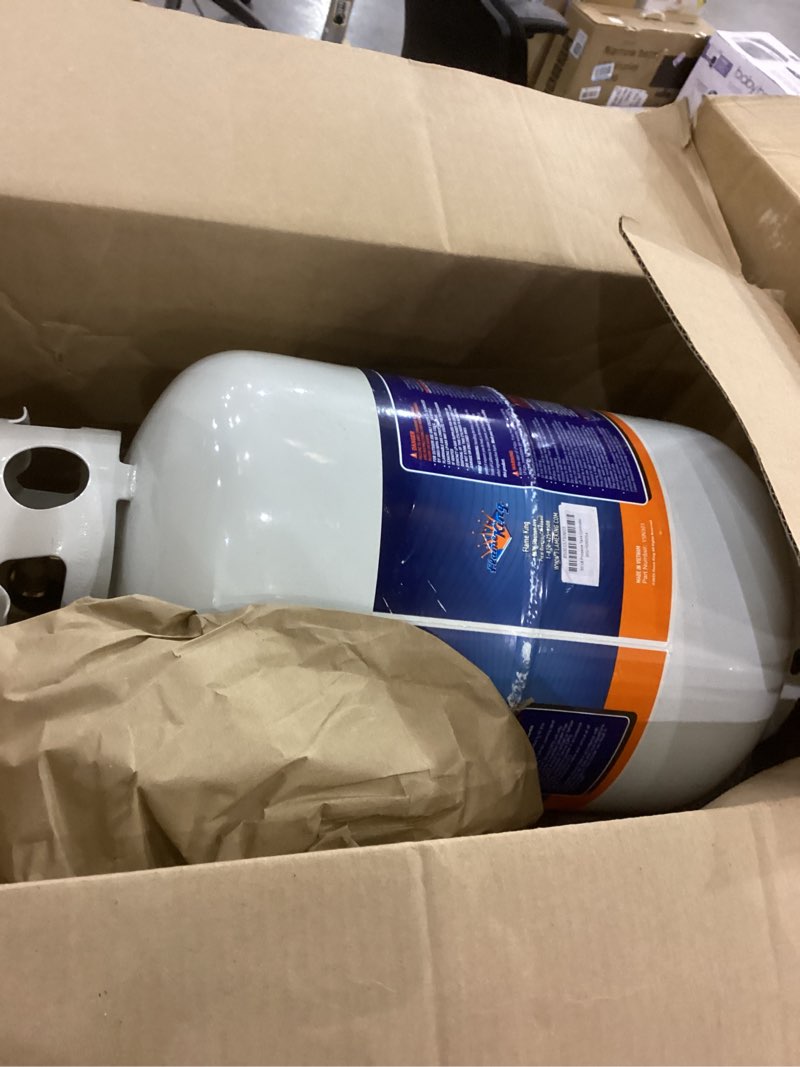 Condition photo showing New/Like New for Flame King YSN-301 30 Pound Steel Propane Tank Cylinder with Type 1 Overflow Protection Device Valve DOT and TC Compliant, White 30LB Propane Tank