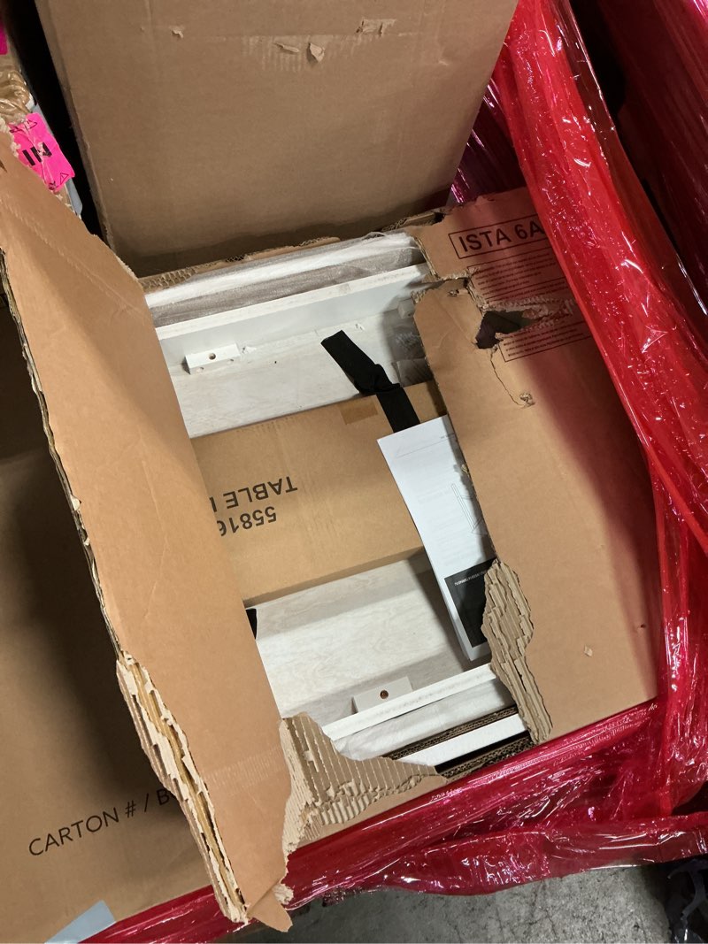 Condition photo showing New/Like New for Linon Claridge White Wooden 42 inch Tall Bar Height Pub Table