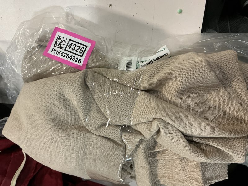 Condition photo showing As Is for 100% blackout shield linen blackout curtains for bedroom 84 inches long, back tab/rod pocket living room drapes, thermal insulated blackout curtains 2 panels set, 50" w x 84" l, oatmeal