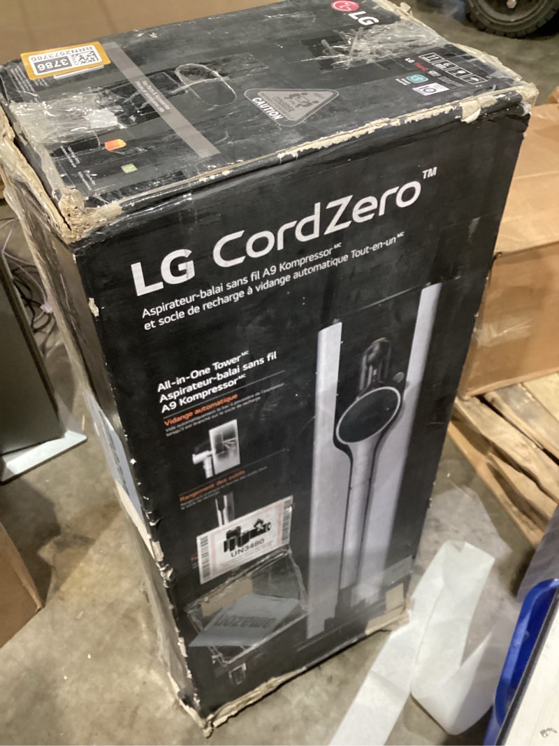 Condition photo showing New/Like New for LG CordZero A931 - Cordless Stick Vacuum Cleaner with Auto-Empty Base, 60 Minute Runtime, Rechargeable Battery, Dual Floor Max Nozzle, Lightweight, Powerful Cleaning for Carpet, Hardwood, Pet Hair