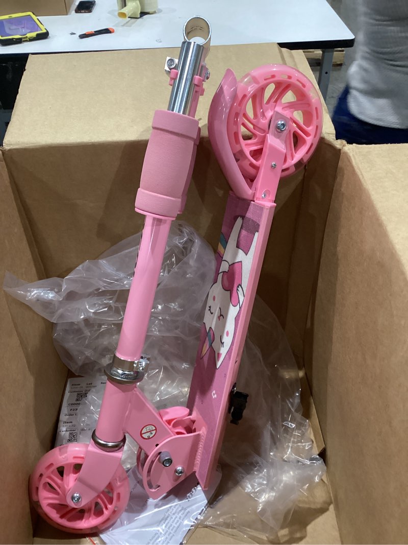 Condition photo showing Good Condition for scooter for kids ages 3-12 - kids kick scooters with led light up wheels & 3 levels adjustable handlebar, lightweight foldable 2 wheel girly pink scooter christmas birthday for girls boys.