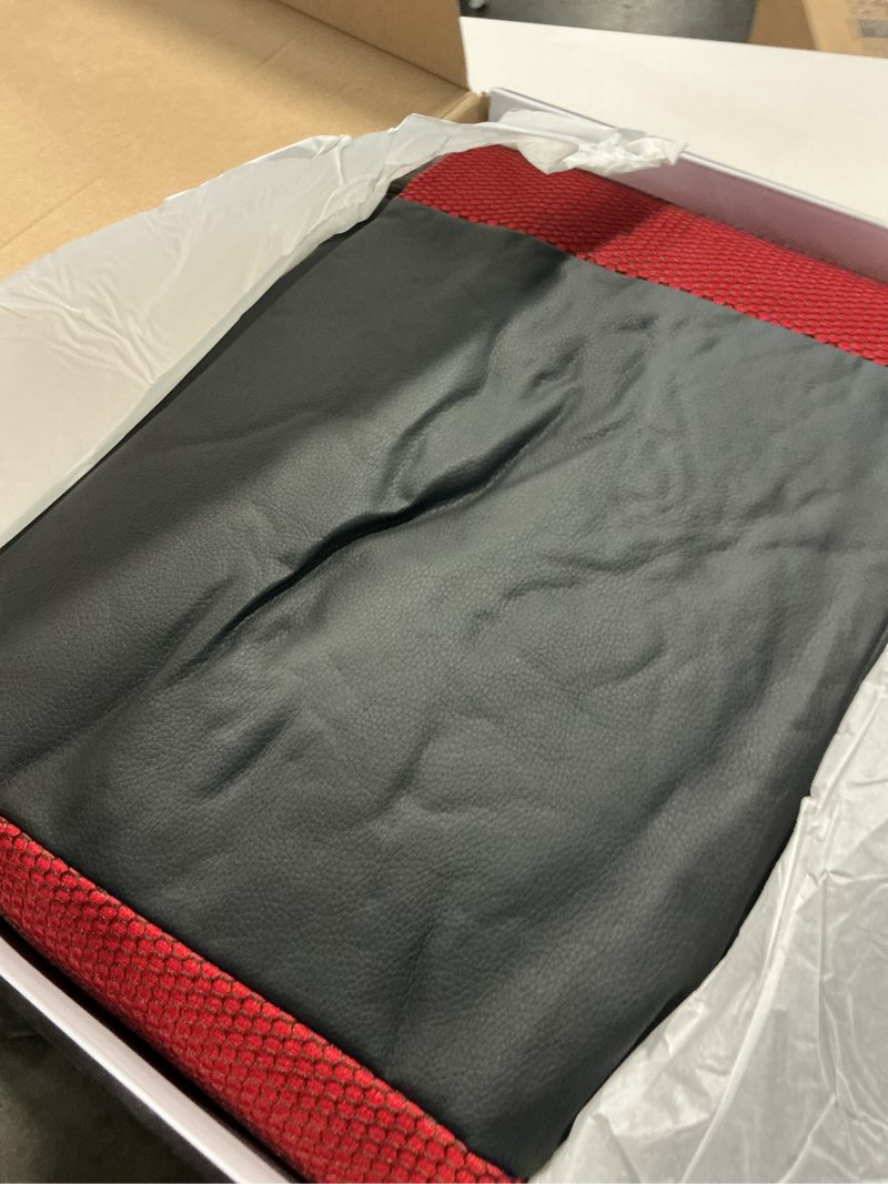 Condition photo showing New/Like New for hchengkikz seat covers full set, air mesh and faux leather car seat covers, automotive seat covers airbag compatible, all season protection comfort for most cars, trucks, suvs (black red) black red full set