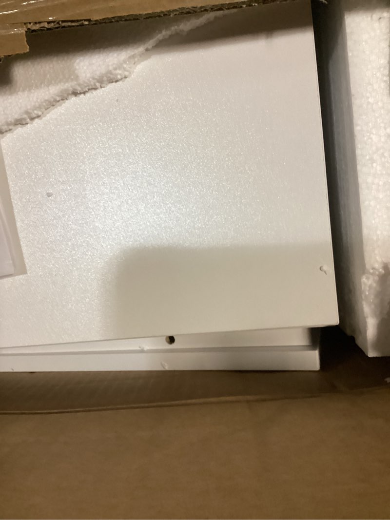 Condition photo showing Good Condition for Fluted Nightstands Set of 2, Modern Bedside Table with Drawer and Storage Shelf, Wood End Table Mid Century Night Stands for Bedroom Living Room Sofa Couch Office (White+Oak) White & Oak