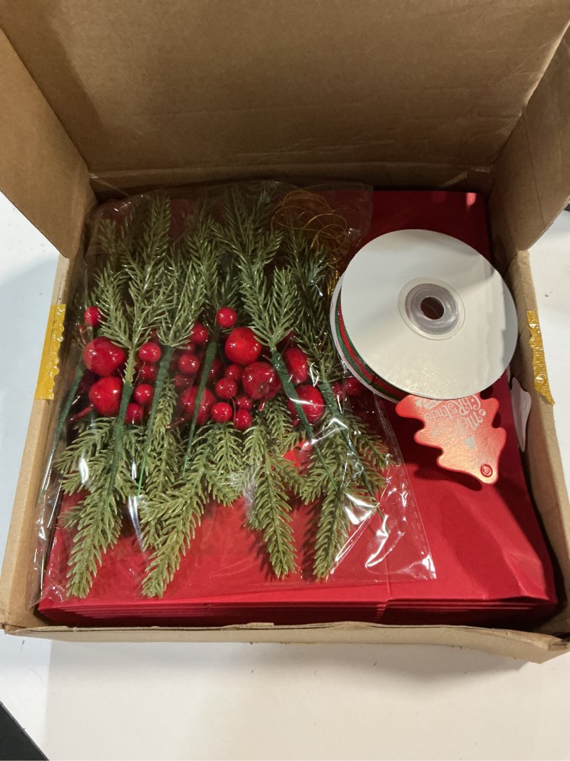 Condition photo showing Good Condition for 12 Pack Christmas Gift Boxes with Clear Window, Red Christmas Gift Boxes with Ribbon, Pine Sprigs & Berry Decorations for Holiday Wrapping, 8.7x5.9x2.8 Inch (RED)