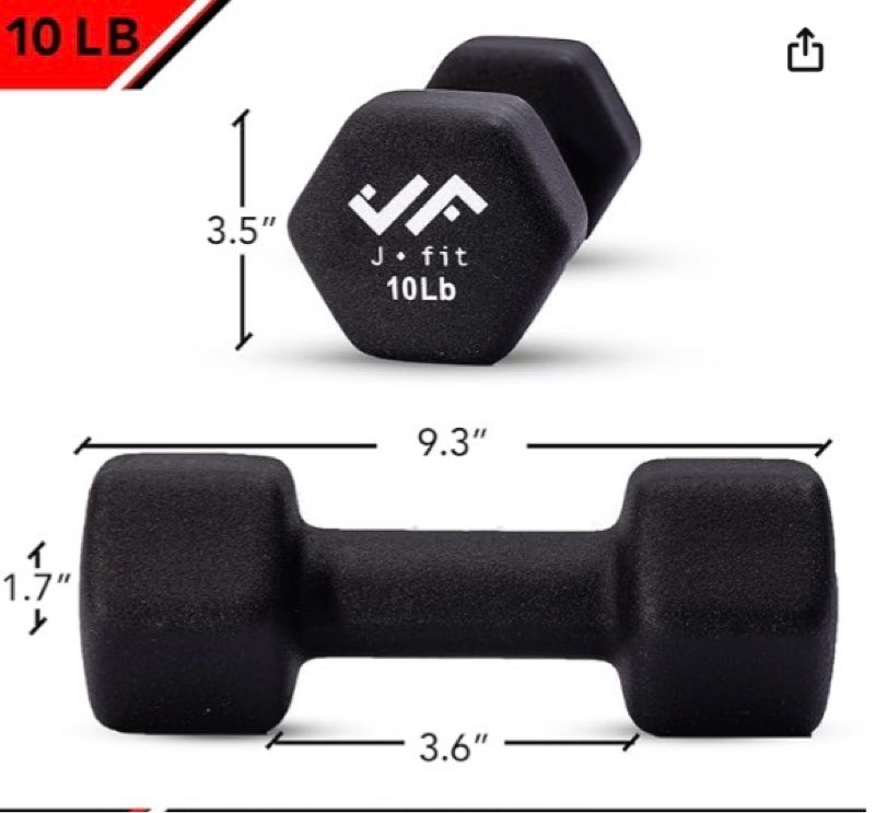 jfit dumbbell pairs or sets – neoprene & vinyl coated hand weights for home gym, strength training, aerobics, cardio exercise and fitness