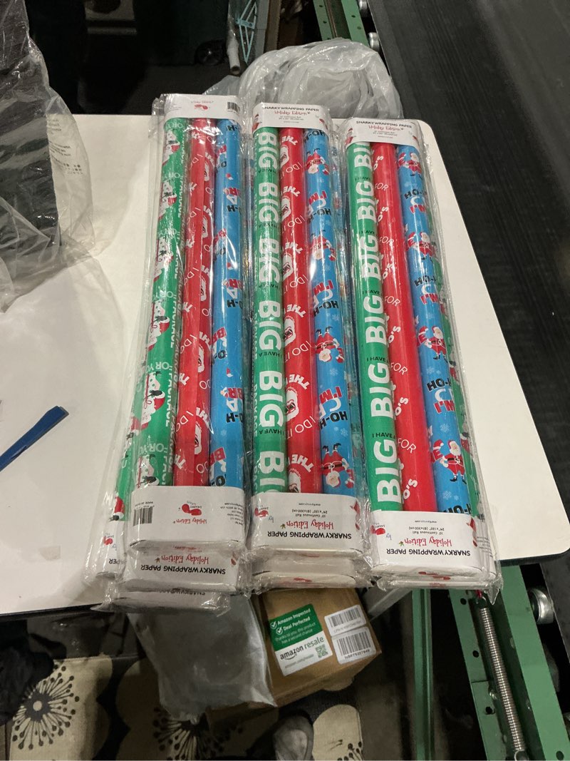 Condition photo showing New/Like New for Snarky Wraps Funny Christmas Wrapping Paper for Adults (3-Pack) | 60 Sq Ft Total | Adult Humor, Gag Gift Wrap for Naughty List | Three 24" x 10' Rolls