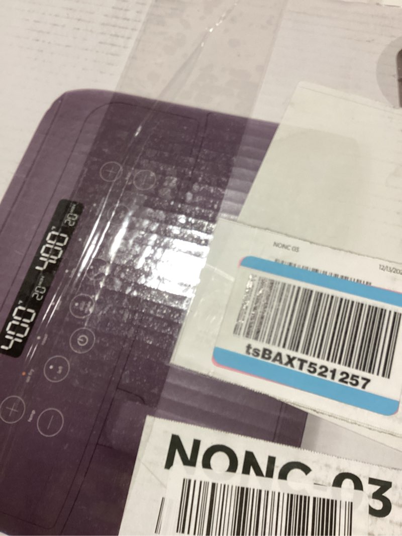 Condition photo showing New/Like New for bella 4 Qt TriZone Air Fryer, EverGood™ Ceramic Nonstick Coating, Dual Basket Design w Removable Divider, Digital Touchscreen Control w 6 Preset Cooking Options, 1200 Watt, 3lb Capacity, Plum