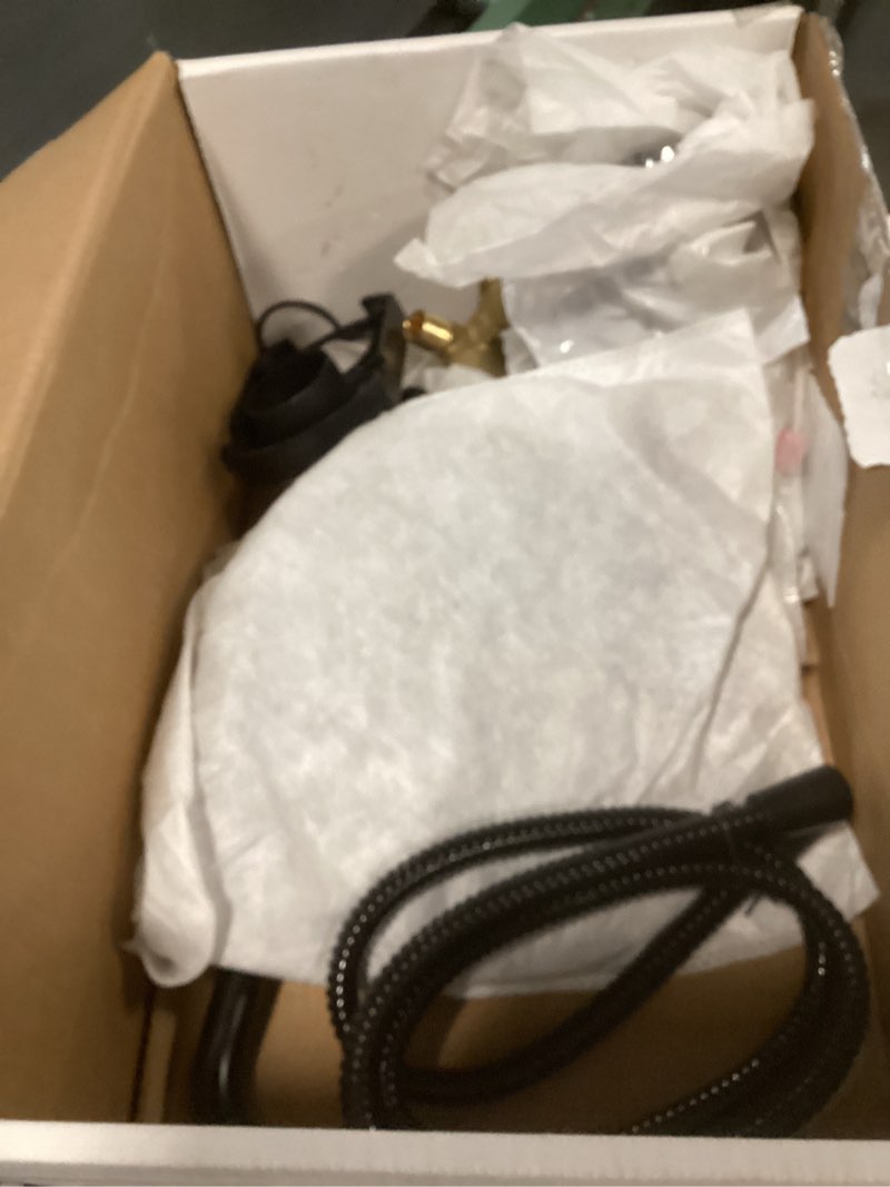 Condition photo showing As Is for Delta Modern 14 Series Round Rain Shower System Faucet Set, Rainfall Matte Black Shower Head and Handle Set, Valve Trim Kit, 10 Inch, Matte Black 342702-BL