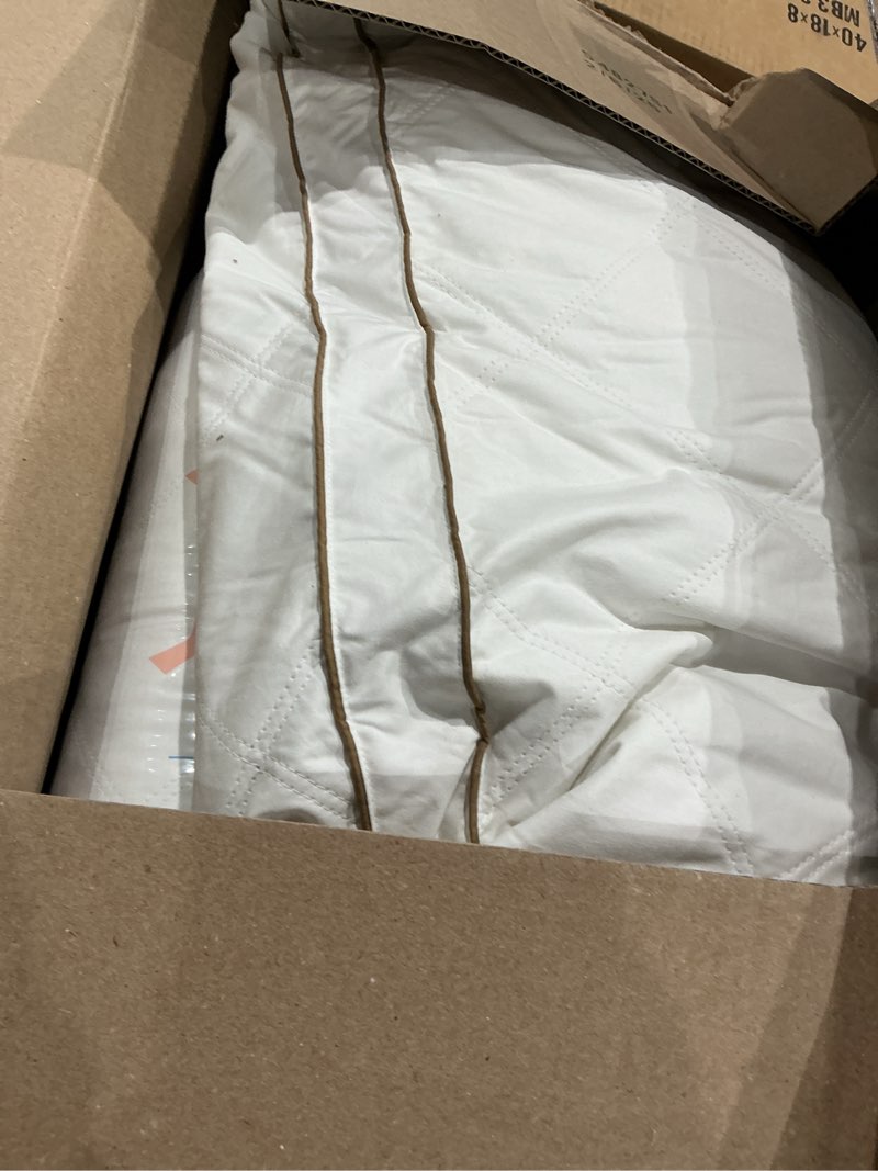 Condition photo showing As Is for peace nest set of 2 goose feather and down gusseted bed pillow with diamond quilting breathable cover - white queen