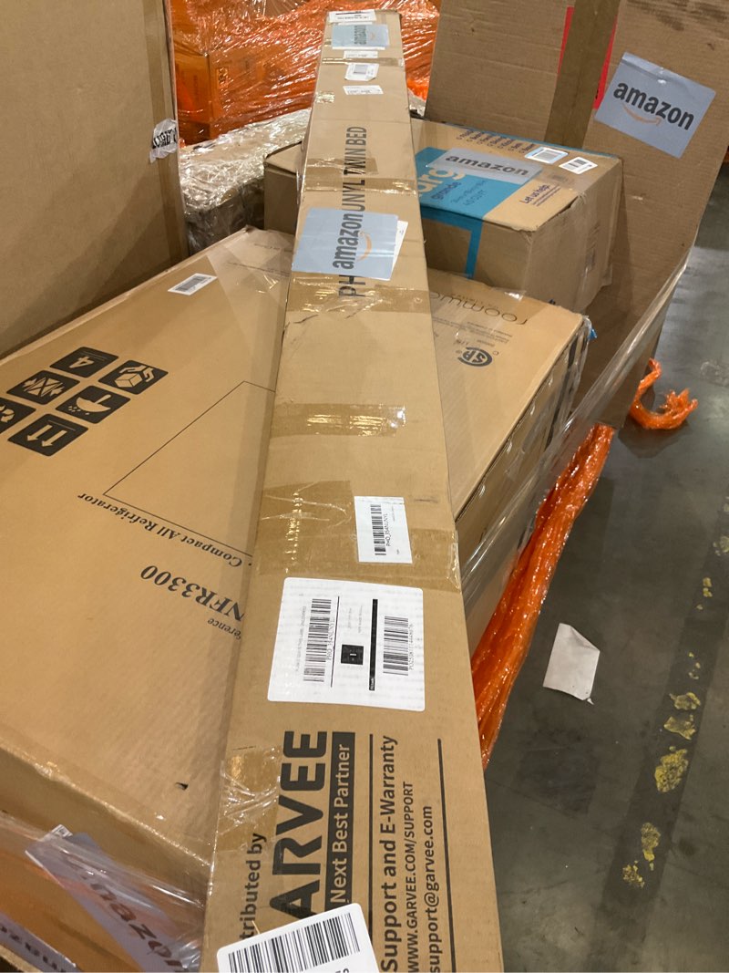 Condition photo showing As Is for IDEALHOUSE Twin Size Daybed with Trundle, Sofa Bed Frame with Charging Station and LED Lights, Heavy Duty Metal Bed Frame, for Small Spaces, Living Room, Bedroom, Apartment, Black Modern Black Twin Daybed with Trundle