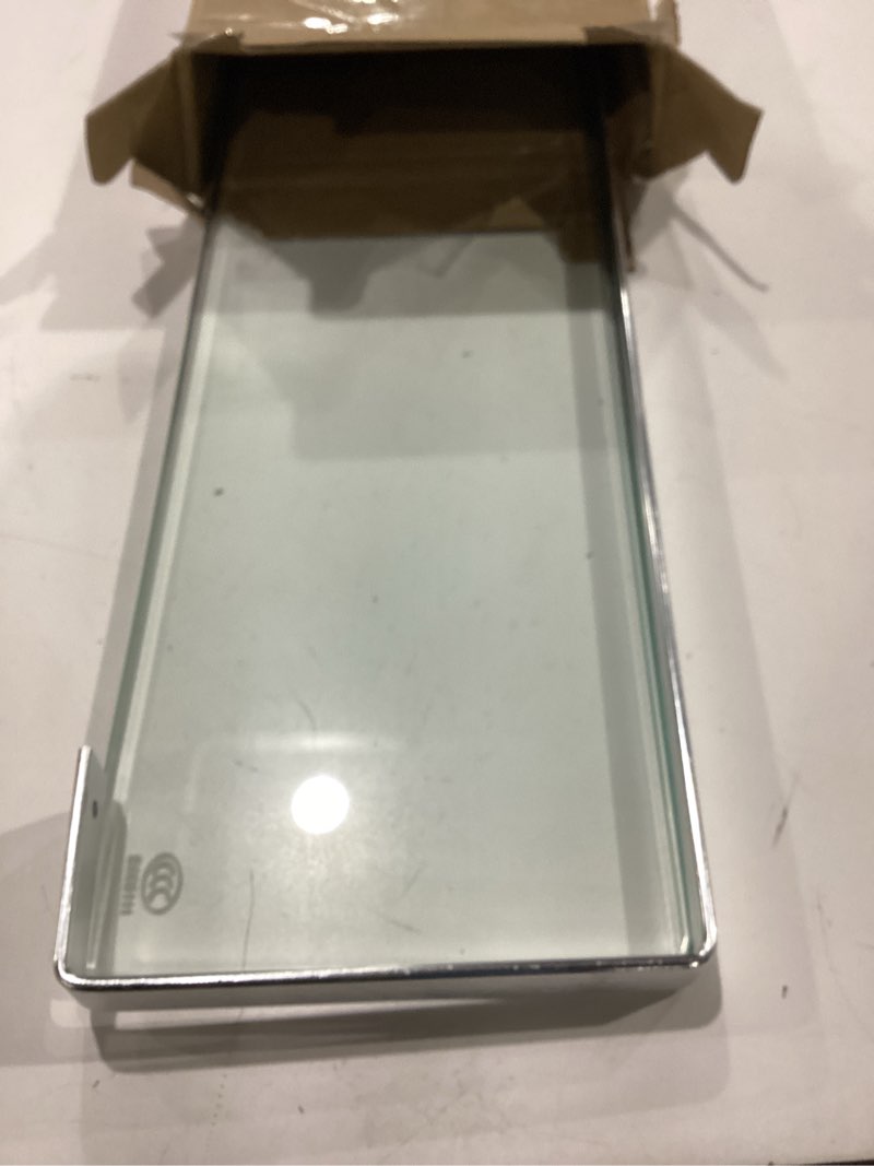 Condition photo showing As Is for Bathroom Shelf Glass Shelves 23-Inch Floating Tempered Glass Shelf Rectangular Aluminum Wall Mounted Silver Polished Shelves for Kitchen Organizers