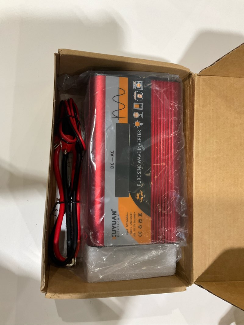 Condition photo showing As Is for 500W Pure Sine Wave Inverter, 12V/24V Auto-Detect, 50Hz/60Hz Switchable, LCD Display, Type-C Fast Charging, Silent Design, Overload & Overheat Protection for RV, Home Red-500W