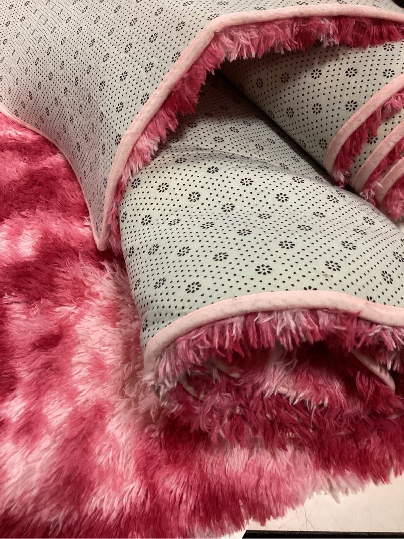 Condition photo showing As Is for Hutha 8x10 Large Area Rugs for Living Room, Super Soft Fluffy Modern Bedroom Rug, Tie-Dyed Blush Pink Indoor Shag Fuzzy Carpets for Girls Kids Nursery Room Home Decor 8' x 10' (Rectangular) Pink