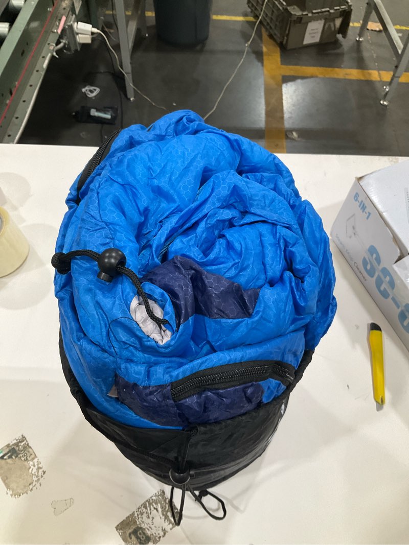 Condition photo showing Good Condition for sportneer sleeping bag for adults & kids, cold weather & warm waterproof camping sleeping bag, compact portable for camping hiking & travel light blue + dark blue 3.3lbs, 50-80?