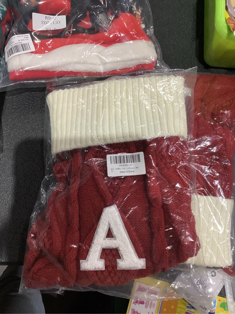 Condition photo showing New/Like New for 21 inches knitted christmas stockings with initials, large red custom monogram christmas stockings with letter, suitable for xmas holiday party gifts & decoration for fireplace (red-a) red letter-a
