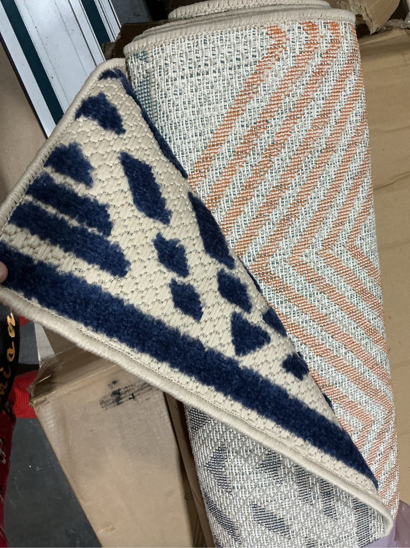 Condition photo showing As Is for Rugshop Multi Marbella Boho Indoor/Outdoor Area Rug, Machine Washable for Backyard, Deck and Outdoor Lounge 7'10" x 10' Multi Color 7'10" x 10' (Rectangular)