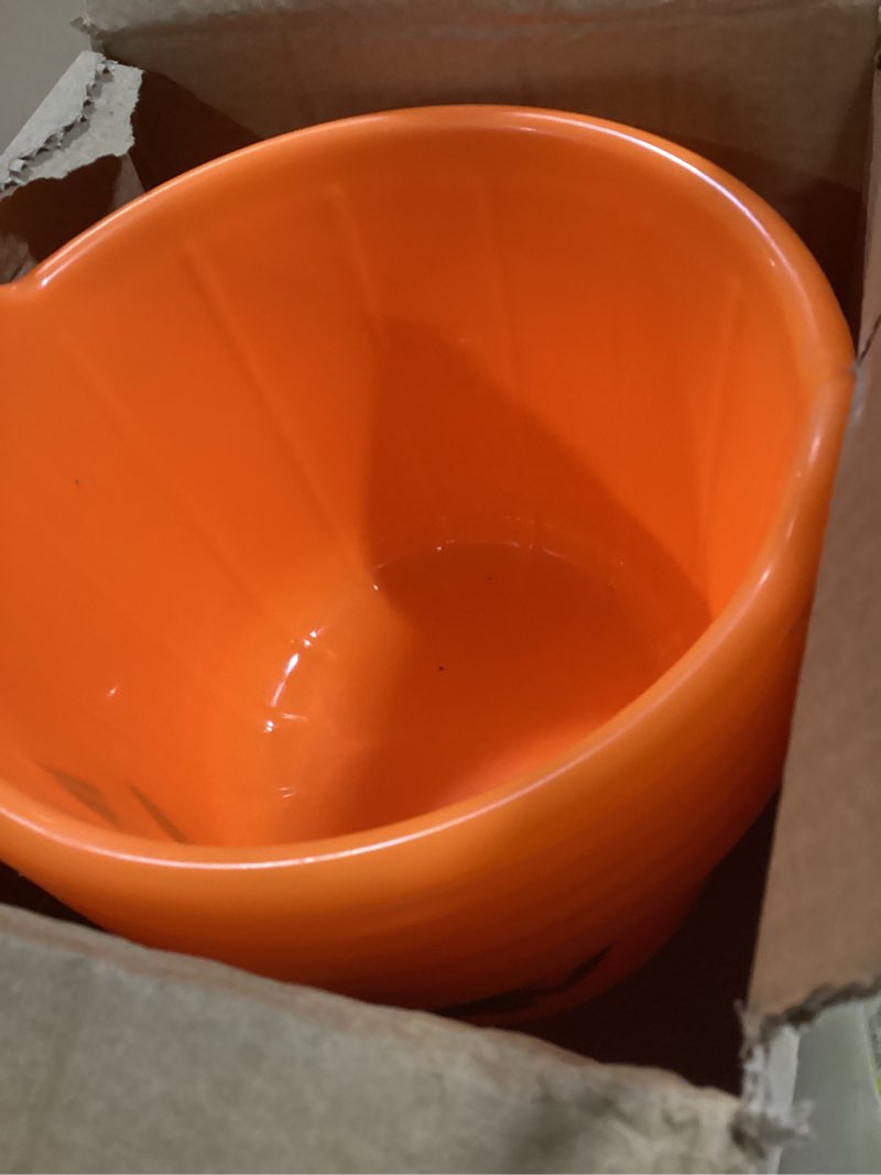 Condition photo showing Good Condition for Halloween Pumpkin Trick or Treat Buckets with Handle 6 Pcs Portable Plastic Candy Pumpkin Pails Holder Party Decor Favors for Kids