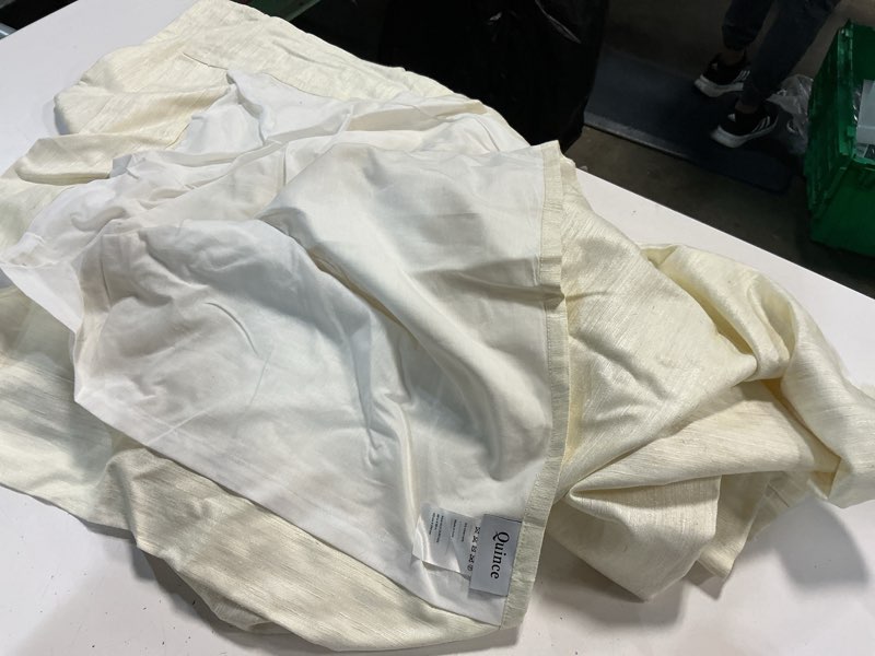 Condition photo showing Good Condition for quince raw silk curtian 48”x96” in  ivory single panel