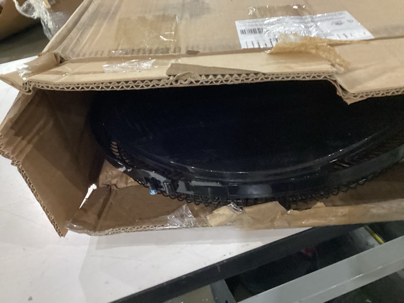 Condition photo showing As Is for Amazon Basics 16" Pedestal Fan with Remote, Floor Fan, Standing Fan for Bedroom, Living Room, Office, with 3 Speeds, 3 Modes, Timer, Dual-Layered Blades, Adjustable Height, Tilt Head, 60W, Black 3-Speed, AC Motor